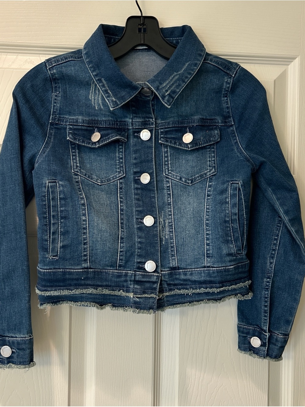 Pinc Premium Dark Blue Distressed Jean Jacket for Kids